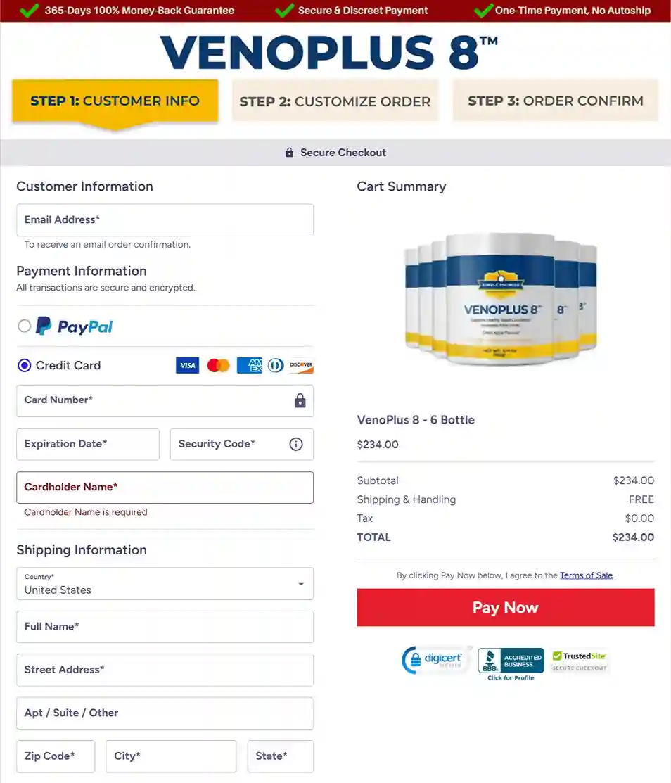 Venoplus 8 Order Page